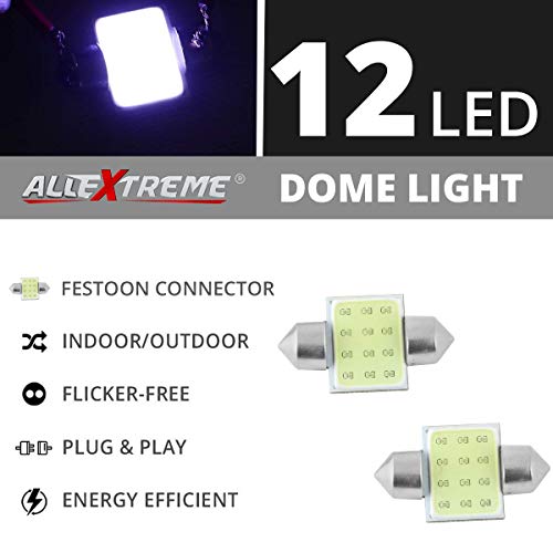 Image of AllExtreme EXDL12G 12 LED Universal Car Interior Super Bright Roof Light Reading Dome Bulb Lamp with Festoon Holder (2 Pcs)