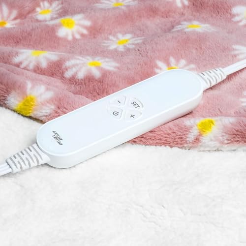 GOQO TOMO 50 x 60 Electric Heated Throw Blanket with 12 Heating Levels - Pink Flower