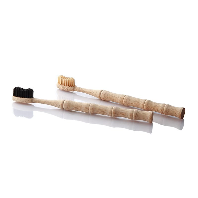 Brosse à dent Bambou Naturel Sculpté - DENTAPASS - 100% Biodégradable & Compostable Zero Dechet - Poils Noir infusé au Charbon - Écologique - 0% BPA -...