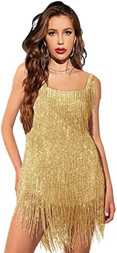 Fringe Dress Sequin Dress for Women Taylor Speak Now Outfits Sequin Mini  Dress Fringe Sparkly Dress Tassels Dress, 3.Gold, Small : Amazon.com.au: 