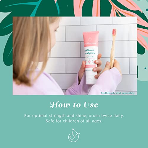 Wellnesse Children’s Toothpaste - Fluoride Free Natural Flavored Toothpaste For Kids And Toddlers - Strawberry - 1 Tube, 4 Oz - Made With Hydroxyapatite, Calcium Carbonate, And Aloe Vera #TOP3