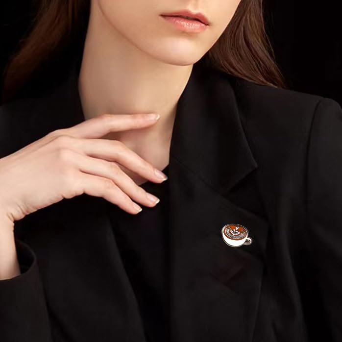 Image of Enamel Coffee Cup Brooch Pin for Women Girls Cute Mug Badges Lapel Pin Brooches Luminous Fashion Art Craft Dress Accessories Birthday Christmas Jewelry