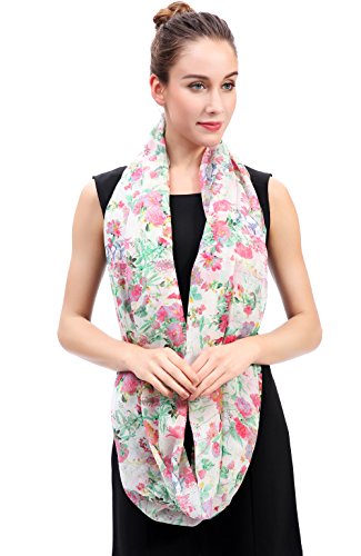 Lina & Lily Floral Print Women's Infinity Scarf Lightweight Spring Fall3