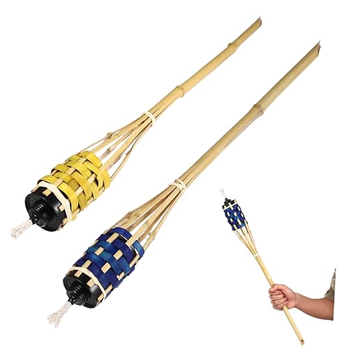 Toyvian 2 Piezas Antorchas de Bambú para Jardín Linterna Exterior de Aceite Decoración de Fiesta Luz de Patio Color Aleatorio Color Aleatorio