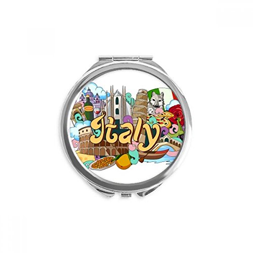 Miroir de maquillage de poche rond graffiti - Miroir de poche portable multicolore