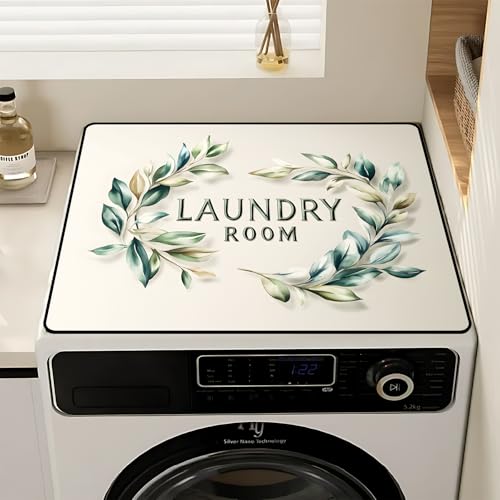 Image of Non-Slip Washer & Dryer Top Cover Mat Dust-Proof Protective Pad with Absorbent Surface & Rubber Backing, Waterproof & Heat Resistant Laundry Room Decor (Laundry Room-3, 23.6 inch x 19.7 inch)
