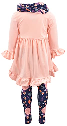 Image of Unique Baby Girls Kids Toddler 3pc Outfit Set Long Sleeve Cotton Blend Tunic Top Leggings and Scarf
