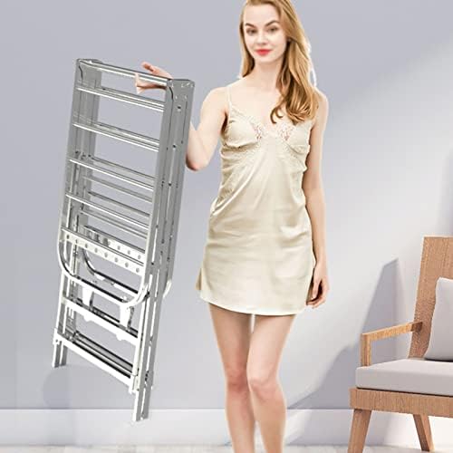 This Foldable Clothes Drying Rack Foldable Portable Space Saving Clothes Drying Rack,Aluminium Alloy Drying Rack，Collapsible Clothes Drying Rack with Casters, Windproof Hanging Holes