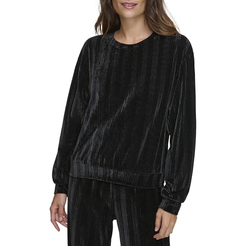 Andrew Marc Women's Round Neck Velvet Ribbed Top2