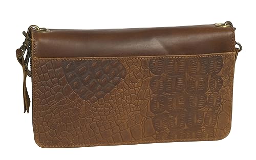 STS Ranchwear Womens Catalina Croc Evie Chestnut Leather Clutch Bag2