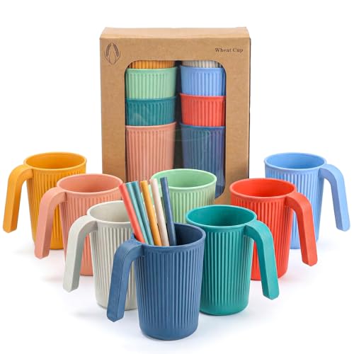 Set 8 Tazas de Café de Pajilla de Trigo 12oz Multicolor