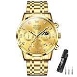 OLVES 腕時 計メンズ おしゃれ 人気 クォーツ 時計メンズ ゴールドバンド Watch for Menカジュアル アナログ 防水うて時計​ ビジネス 日付 Men Watch クロノグラフ 金属 仕事 紳士時 計