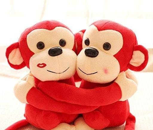 Hugging Monkey Duo Plush Toy for Kids Soft Stuffed Animal Cuddly Friendship Gift for Boys Girls Red-picture-13