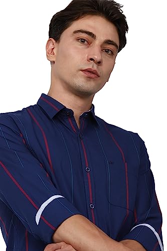 Image of Peter England Men's Cotton Striped Slim Fit Shirt
