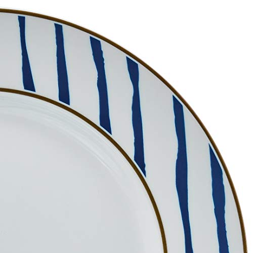 AmazonBasics 18-Piece Kitchen Dinnerware Set, Plates, Dishes, Bowls, Service for 6, Blue Accent - Thumbnail 5