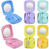 KISEER 6 Pack Colorful Contact Lens Case Travel Kit Contact Box Holder Soak Storage Container with Mirror Bottle Tweezers Stick Remover Tool