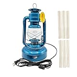 Light of Mine - #2500 Blue Jupiter Oil Lantern Including Dietz Electric Conversion Kit and 100% Cotton 7/8' Replacement Wick Strips with Genuine Red Stitch