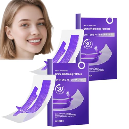 Tiras blanqueadoras moradas, tiras dentales blanqueadoras, especialmente diseñadas para dientes sensibles, eliminan rápidamente la decoloración en 30 minutos, fórmula segura y protectora del esmalte