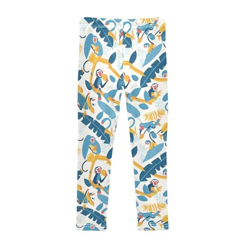 KLL Monkeys Bananas and Palm Leaves Toddler Girl Athletic Leggings Comfortable High Waisted Leg Yoga Pants Running2
