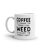 Crazy Dog T-Shirts Funny Coffee Mug – Weed and Coffee Lover Gift – 420 Stoner Cup for Men and Women – Novelty White Ceramic 11oz Microwave Safe