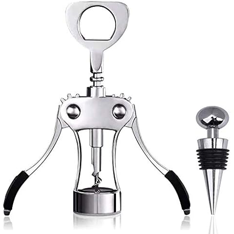 Wine Opener Manual Corkscrew Bottle Opener with Bottle Stopper Wine Cork Kit for Wine Enthusiast Waiters Professionals Use Home Kitchen Restaurant Party Wing Corkscrew Cover