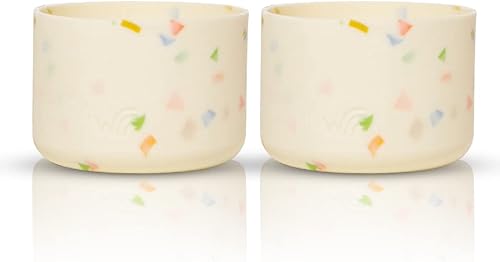 WHIMSY + WELLNESS Base protectora de silicona para botella recargable de vidrio, antideslizante, duradera y multiusos, (2 bases de silicona