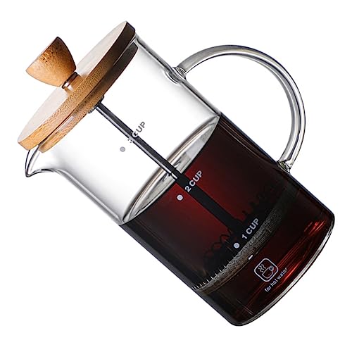 OFFSCH Manual Press Glass Coffee Pot Reusable Kettle with Lid Convenient Coffee Maker for Home Office and Restaurant Use Easy to Clean and Design