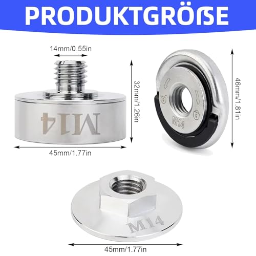 Alriedy X-Lock-Adapter X-Lock-Trennscheiben auf M14 und 5/8’’ Gewinde mit O-Ring Aus Rostfreiem Stahl 304 Professioneller Winkelschleifer Zubehör Robust und Langlebig