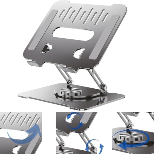 Suporte para Notebook Ajustável com Base Giratória 360° – Ergonôm...