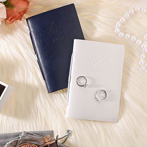 2 Pcs Wedding Vow Books His And Hers Vow Books Vow Notebook For Wedding Vows Journal Wedding Day Officiant Book 5.9 X 3.9 Inch, Bridal Shower Gifts, Wedding Keepsake, 50 Pages/ Pcs (White, Dark Blue) #TOP6