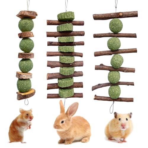 Hiwzitar Rabbit Grass Sticks, Natural Timothy Grass Molar Teeth Chewing Toy, Mixed Flowers, Small...