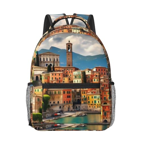 Sac à dos ordinateur portable EdWal avec imprimé italien et compartiments de voyage