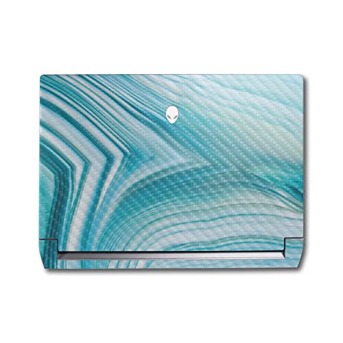 Image of MightySkins Carbon Fiber Skin Compatible with Alienware M17 R5 (2022) Full Wrap Kit - Aquamarine Quartz | Protective, Durable Textured Carbon Fiber Finish | Easy to Apply | Made in The USA