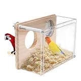 Nichoir pour cage à perruches en PET hautement transparent   Nichoir polyvalent pour canaris, inséparables et perroquets   Avec perchoir en bois   Accessoires de cage à oiseaux (taille S)