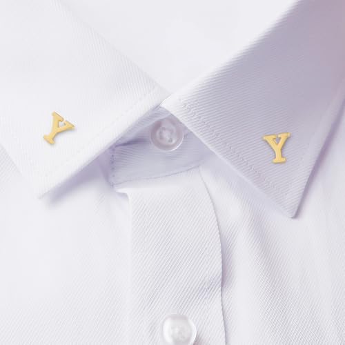 Image of HONEY BEAR Mens Womens Initial Alphabet Letter Lapel Pins Collar Badge Brooches for Business Wedding Graduation Gift Matte Gold 0.59 inches