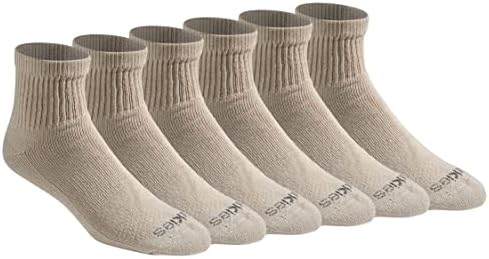 Dickies Men's Dri-tech Moisture Control Quarter Socks Multipack, Essential Worker Khaki (6 Pairs), Shoe Size: 6-12