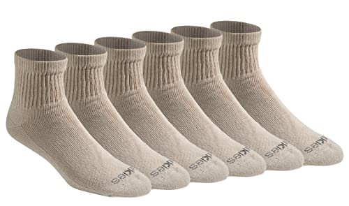 Dickies Men's Dri-Tech Moisture Control Quarter Socks Multipack, Essential Worker Khaki (6 Pairs), Shoe Size: 6-12 #TOP24