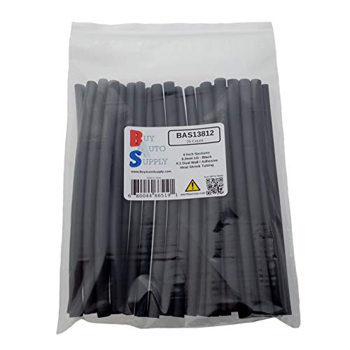 Buy Auto Supply # BAS13812 (25 Count - 6 Inch Sections) 4:1 Heat Shrink Tubing Dual Wall Adhesive Lined, Automotive & Marine Grade - Size: 6mm I.D
