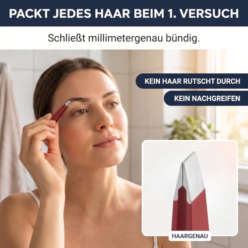 KLINGENHELD® Haargenaue Pinzette - greift jedes Haar beim 1. Versuch ohne durchrutschen - Pinzette Augenbrauen Zupfen handgeschliffen… – Ansicht 2