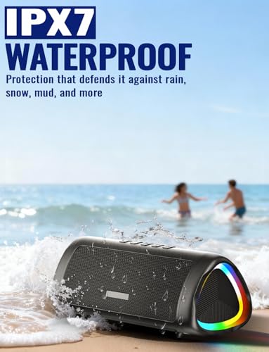 Image of UOHHBOE Bluetooth Speaker, Portable Speaker Wireless with RGB Lights, Louder Volume & Enhanced Bass, IPX5 Waterproof Outdoor Speaker, 24H Playtime, 30M Bluetooth Range for Home Garden Party Camping