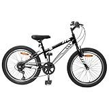 vidaXL Mountainbike 24 Zoll 6-Speed für 8-12 Jahre Schwarz, Abenteuerfahrrad, klassisches Rad, Freizeitbike, Fitness, Gelände Fahren, verstellbare Lenker, Teleskop