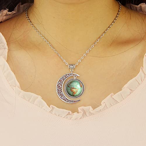 Moon jewelry Vintage Globe necklace Planet Earth World Map Art pendant World Map necklace BFF Gifts3