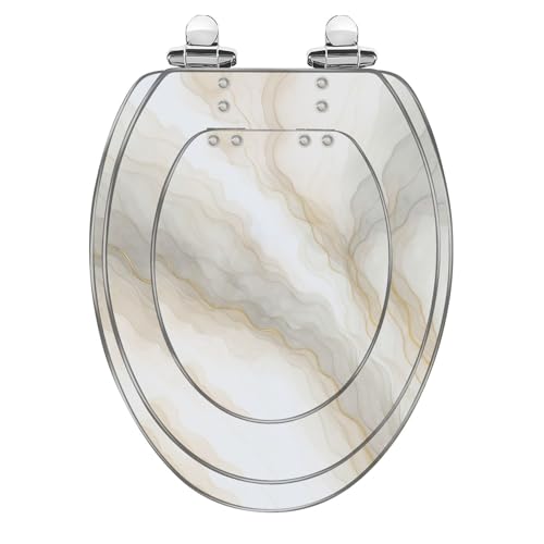 Elongated Toilet Seat with Toddler Potty Seat Abstract marble dusty ...