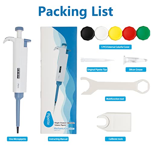 50Ul Micropipette - Four E's Scientific 5-50Ul Single-Channel Pipette High Accurate Variable Volume Pipettors #TOP4