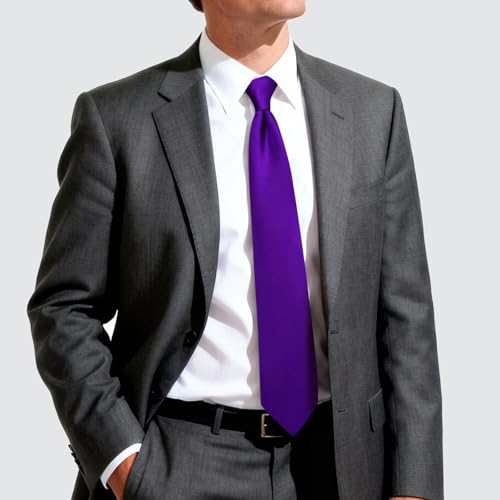 Image of Hi-Tie Men's Extra Long Solid Satin Tie Set 63 Inch /70 Inch Formal Necktie