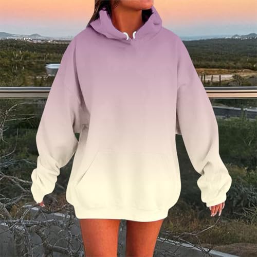 Sweat à capuche dégradé de couleurs tendance et coupe ample unie