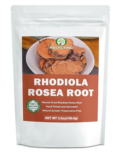 Natural Dried Rhodiola Rosea Root for Tea- 3.5 oz, Cut & Sifted, All-Natural Rhodiola Rosea Herbs, No Additives, No GMO