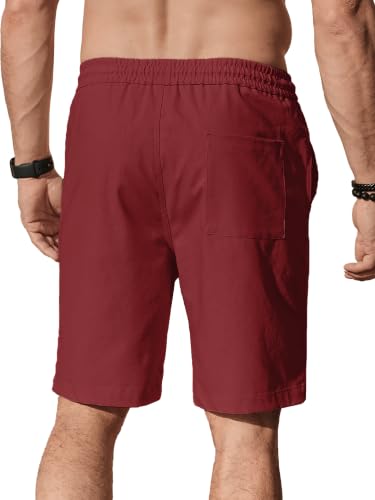Image of Comdecevis Men's Cotton Linen Casual Shorts