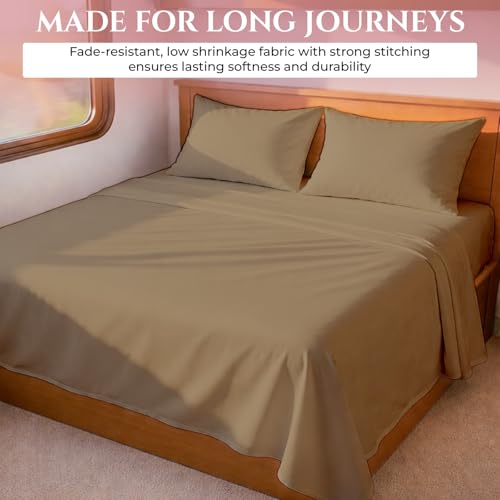 MyGiza Sheets RV King Sheet Set 72" x 80", 100% Egyptian Cotton, 400 Thread Count, Long Staple Soft Sateen Weave, 4 Piece Bedding Set with Deep Pocket up to 15", Taupe by MyGiza Sheets - Used condition - Image 4