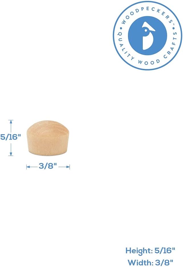 Wood Screw Covers 3/8 inch Maple Round-Head Screw Hole Plugs - Pack of 100 by Woodpeckers